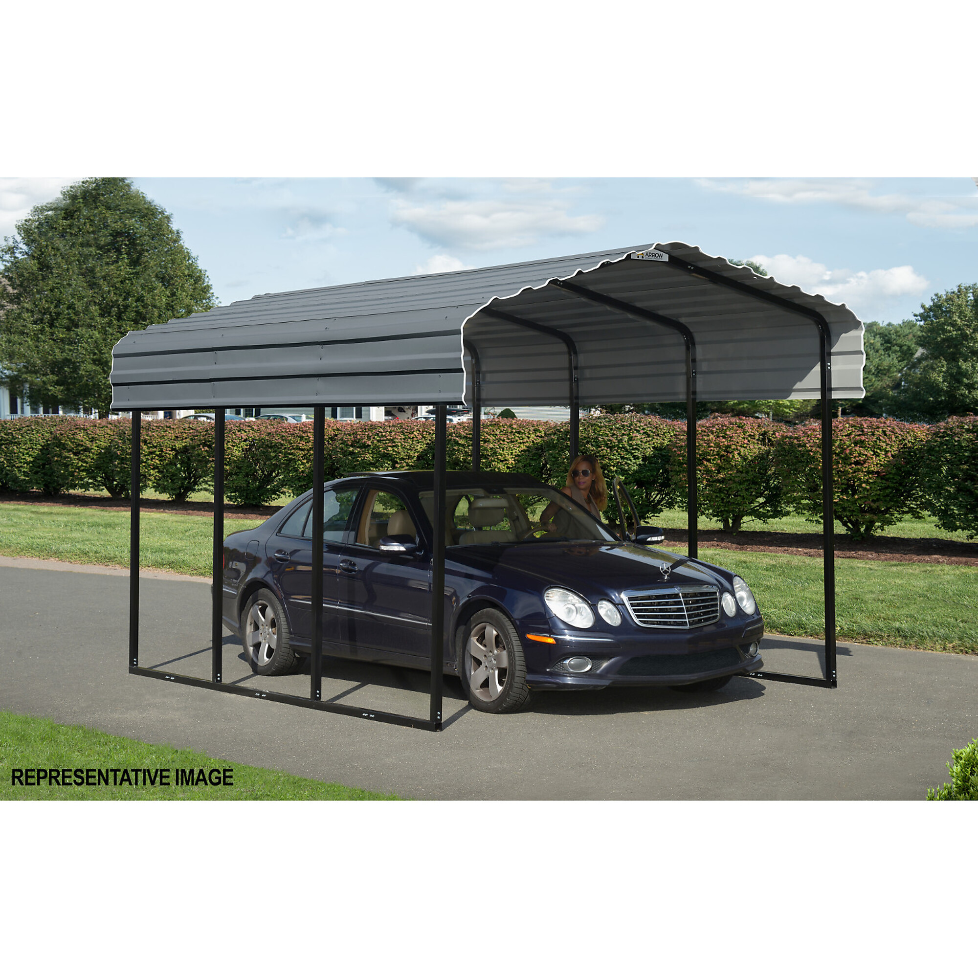 Arrow Carport, 10ft. x 20ft. x 9ft. Charcoal, Center 10.26ft., Galvanized Steel, Model# CPHC102009